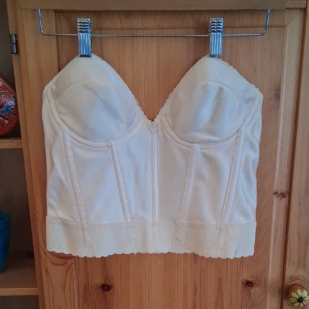 Vintage Carnival Cream Lace   Strapless Corset Bustier Size 36B